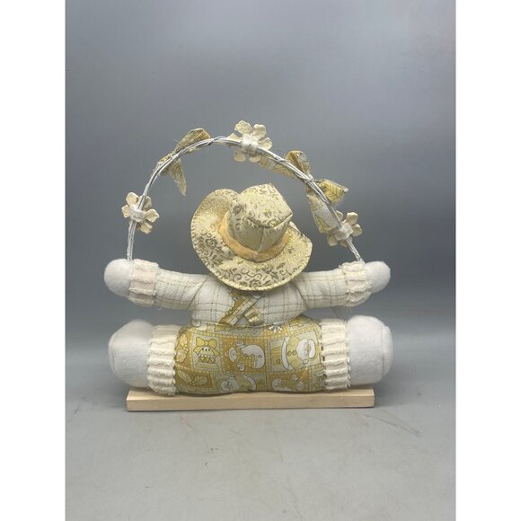 snowman figurine plush decor white gold shelf or hang snowflakes fence READ - Picture 9 of 10